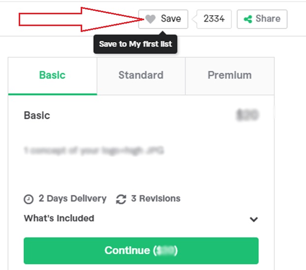 gig saving option on single gig page