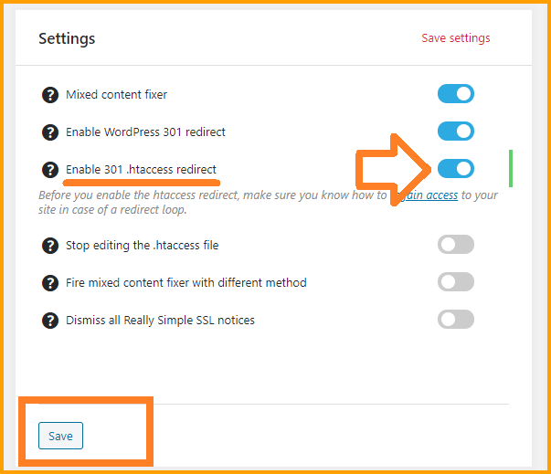 Enable 301 htaccess redirect