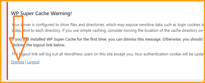 WP Super Cache Warning