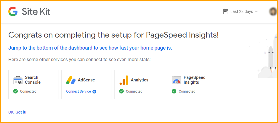 Connect Google service with Site Kit plugin
